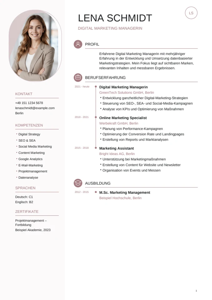 Lena · Púderrózsa önéletrajzminta