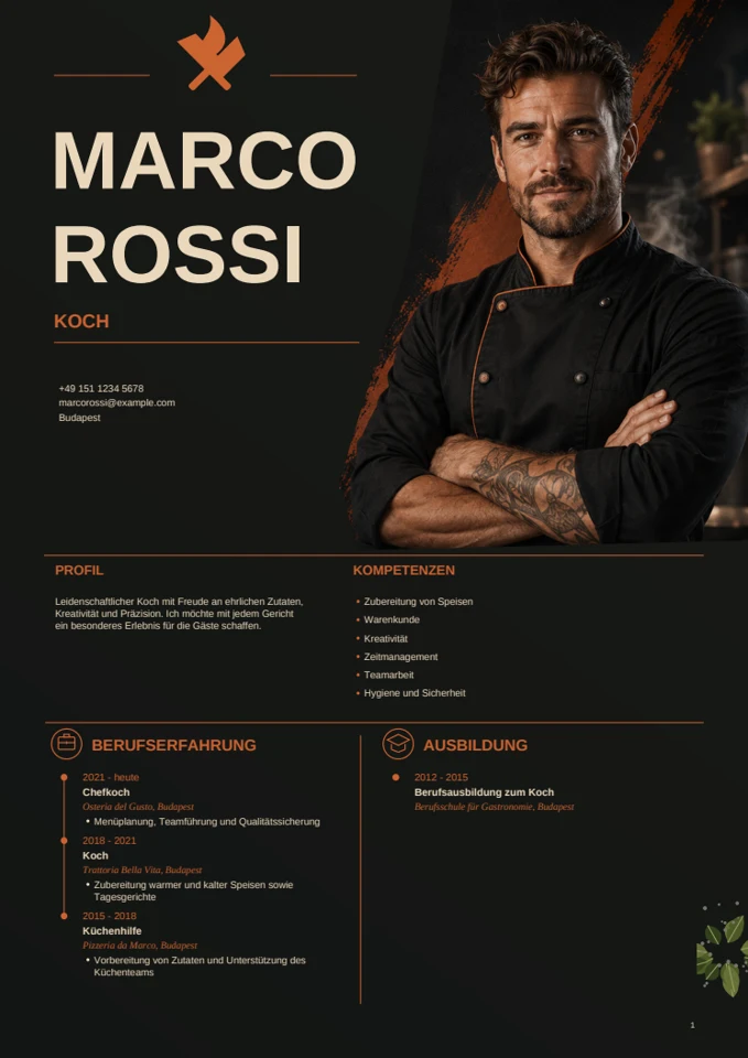 Marco · Chef önéletrajzminta