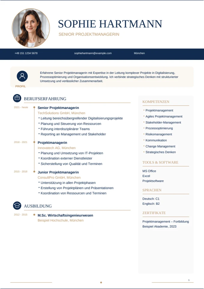 Sophie · Projektvezető önéletrajzminta